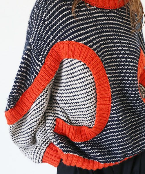 HENRIK VIBSKOV.ヘンリックヴィブスコフ.TOMATO KNIT SWEAT [Navy Red Beige]