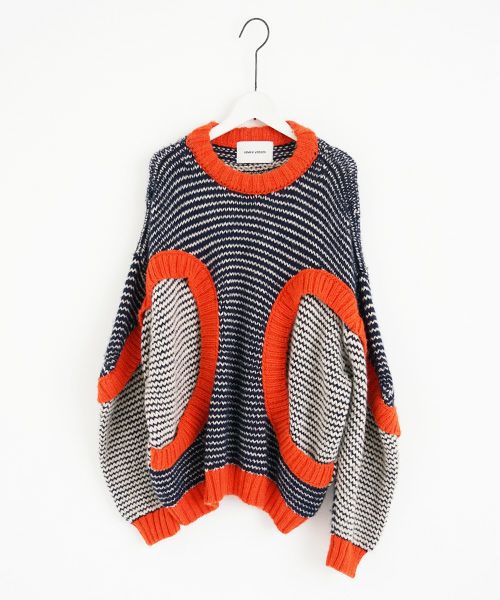 HENRIK VIBSKOV.ヘンリックヴィブスコフ.TOMATO KNIT SWEAT [Navy Red Beige]
