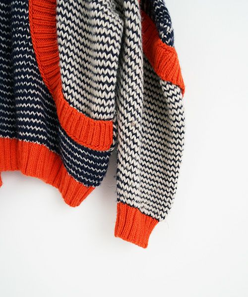 HENRIK VIBSKOV.ヘンリックヴィブスコフ.TOMATO KNIT SWEAT [Navy Red Beige]
