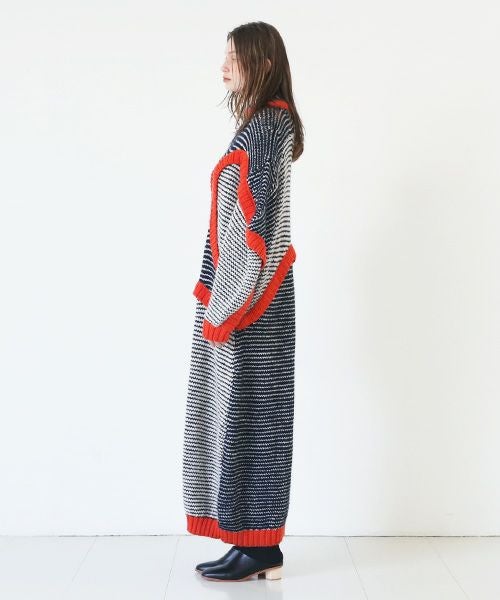 HENRIK VIBSKOV.ヘンリックヴィブスコフ.TOMATO KNIT DRESS [Navy Red Beige]