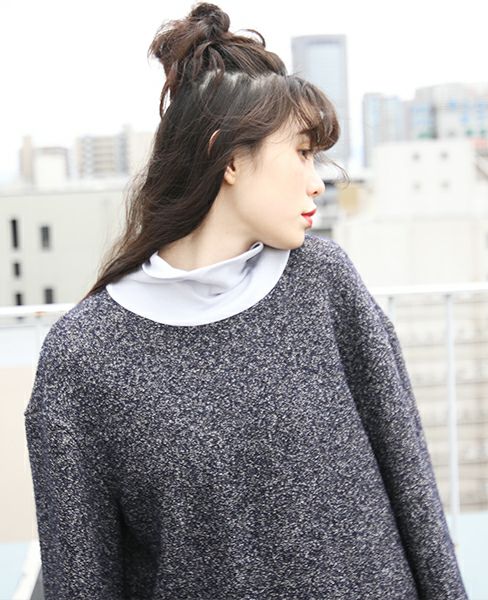 hatra ハトラ.HIGHNECK PULLOVER[NAVY]_