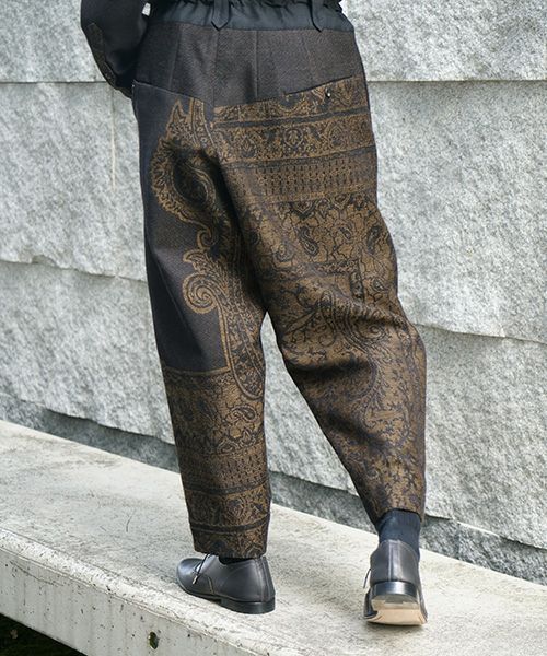 YANTOR ヤントル Tibetan Paisley Jacquard Himo Pants [Y235PT13/DARK