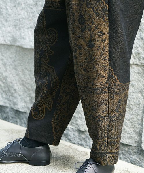 YANTOR ヤントル Tibetan Paisley Jacquard Himo Pants [Y235PT13/DARK