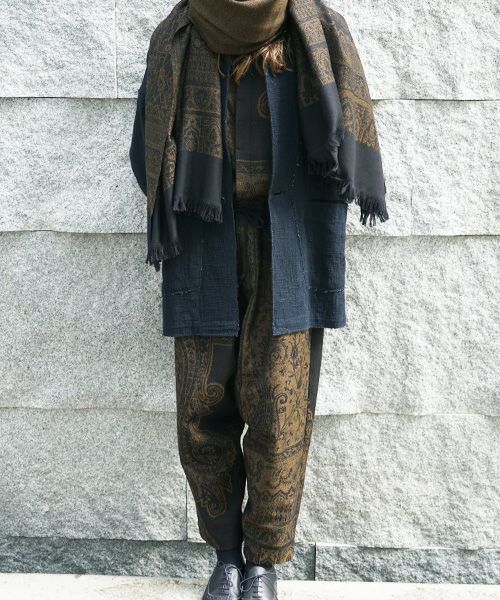 YANTOR.ヤントル.Tibetan Paisley Jacquard Himo Pants [Y235PT13/DARK YELLOW]