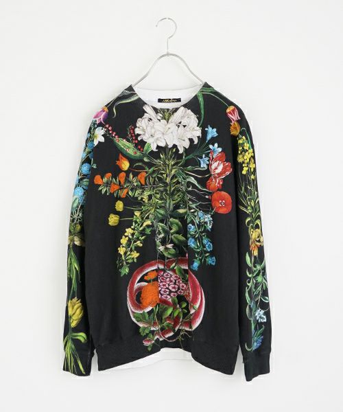あちゃちゅむ スウェット AHCAHCUM あちゃちゅむ お花の体スウェット[black]
