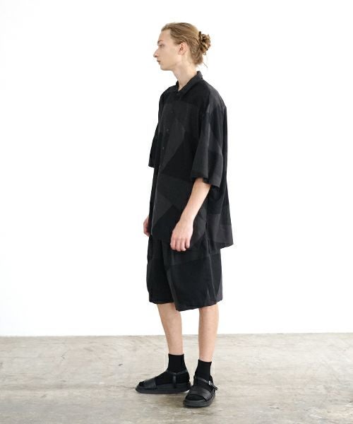 VU ヴウ geometric dolman shirt  [charcoal×black］幾何学ドルマンシャツ vu-s24-s02