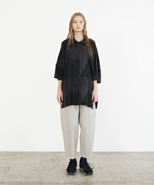 VU ヴウ geometric dolman shirt  [charcoal×black］幾何学ドルマンシャツ vu-s24-s02