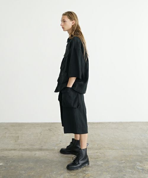 VU ヴウ flight short sleeve shirt  [BLACK］フライト半袖シャツ vu-s24-s03