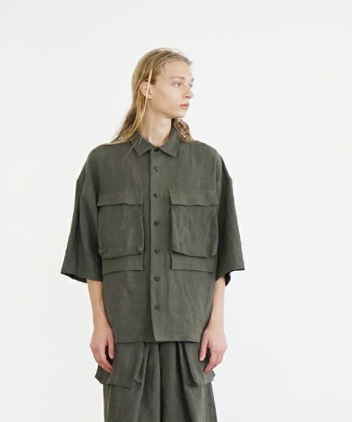 VU ヴウ flight short sleeve shirt  [DARK KHAKI］フライト半袖シャツ vu-s24-s03