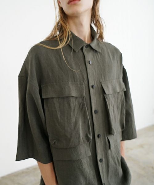 VU ヴウ flight short sleeve shirt  [DARK KHAKI］フライト半袖シャツ vu-s24-s03