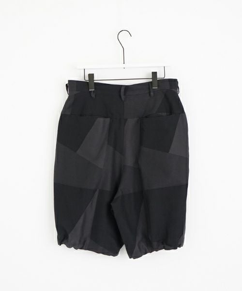 VU ヴウ geometric wide short pants  [charcoal×black]  幾何学ワイドショートパンツ vu-s24-p02