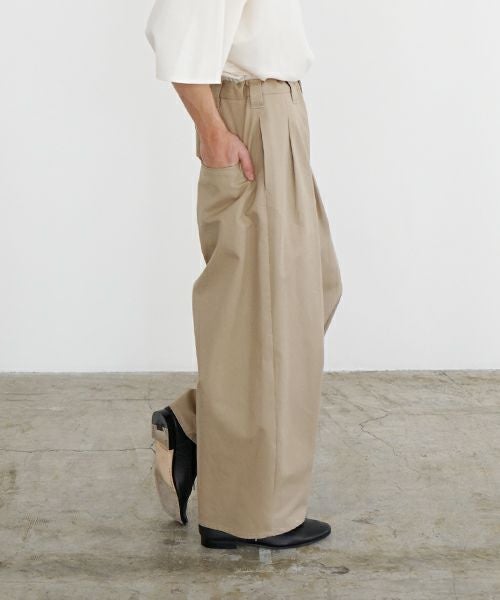 VU ヴウ knee wide pants-FINX COTTON [CAMEL] ニーワイドパンツ vu-s24-p06