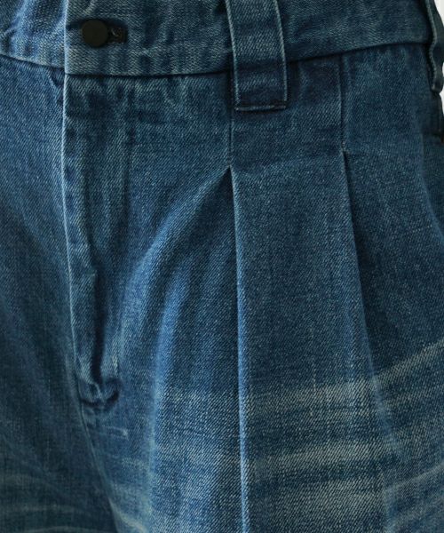 VU ヴウ vintage denim knee wide pants [VINTAGE BLUE] ヴィンテージ加工ニーワイドパンツ vu-s24-p06