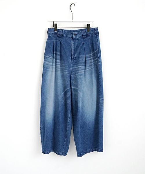 VU ヴウ vintage denim knee wide pants [VINTAGE BLUE] ヴィンテージ加工ニーワイドパンツ vu-s24-p06