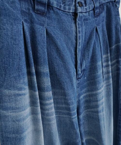 VU ヴウ vintage denim knee wide pants [VINTAGE BLUE] ヴィンテージ加工ニーワイドパンツ vu-s24-p06