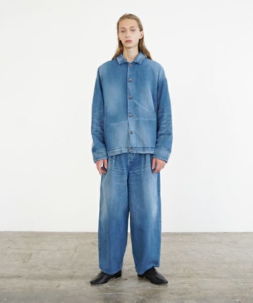 VU ヴウ vintage denim shirts collar bluson[VINTAGE BLUE] ヴィンテージスタンドカラーブルゾン vu-s24-b01