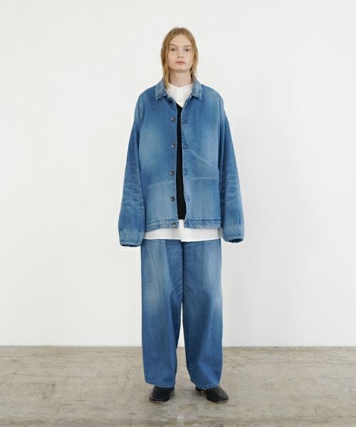 VU ヴウ vintage denim shirts collar bluson[VINTAGE BLUE] ヴィンテージスタンドカラーブルゾン vu-s24-b01