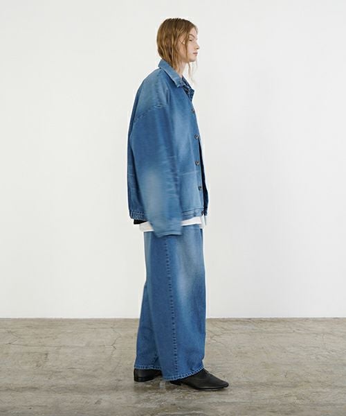 VU ヴウ vintage denim shirts collar bluson[VINTAGE BLUE] ヴィンテージスタンドカラーブルゾン vu-s24-b01