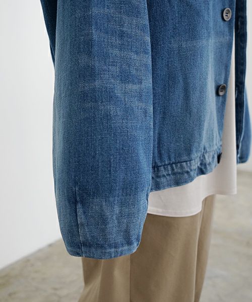 VU ヴウ vintage denim shirts collar bluson[VINTAGE BLUE] ヴィンテージスタンドカラーブルゾン vu-s24-b01