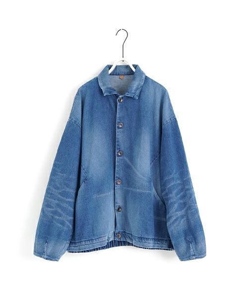 VU ヴウ vintage denim shirts collar bluson[VINTAGE BLUE] ヴィンテージスタンドカラーブルゾン vu-s24-b01
