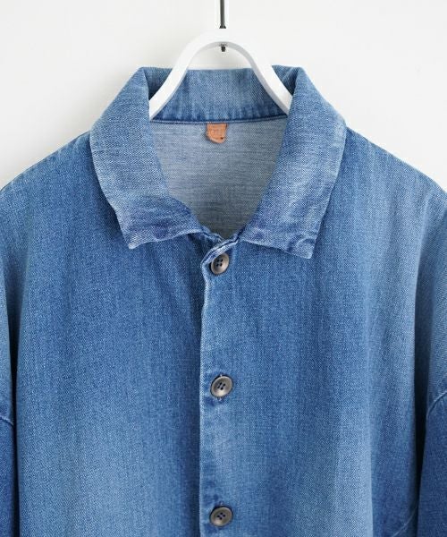 VU ヴウ vintage denim shirts collar bluson[VINTAGE BLUE] ヴィンテージスタンドカラーブルゾン vu-s24-b01