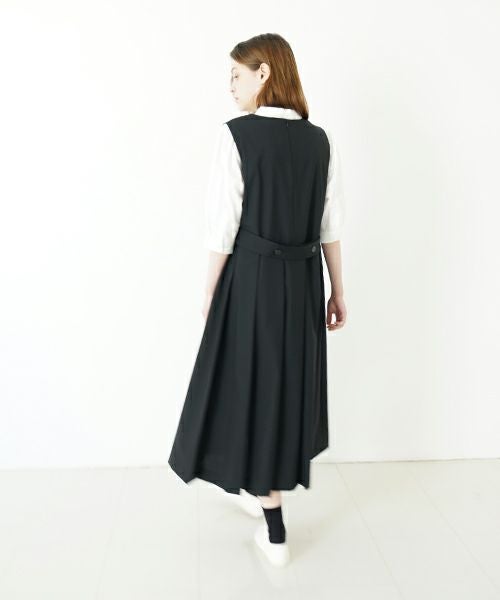 Mochi モチ no sleeve tuck dress [ms24-op-02/black] ノースリーブ