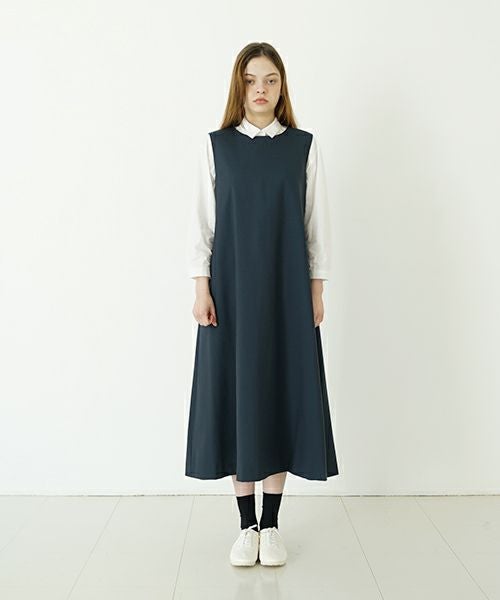 Mochi モチ no sleeve tuck dress [ms24-op-02/deep blue] ノースリーブタックドレス