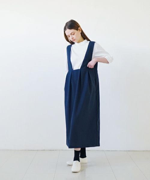 Mochi モチ jumper tuck skirt [ms23-op-03/deep blue] ジャンプタックスカート