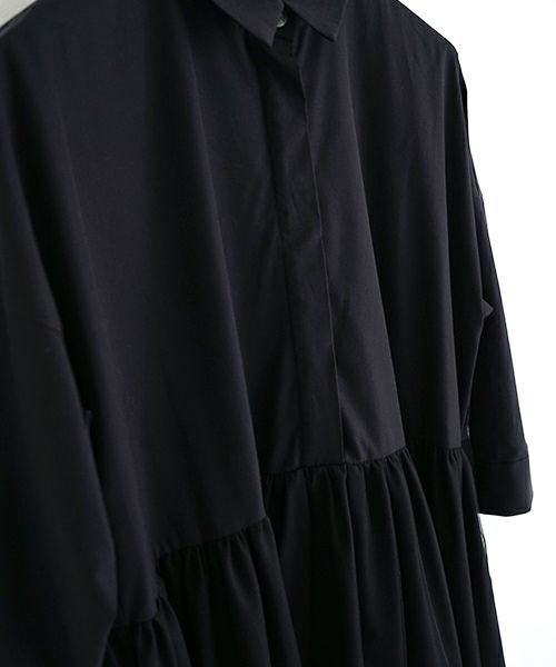 Mochi モチ tulle shirts dress[ms24-op-04/black] チュールシャツドレス