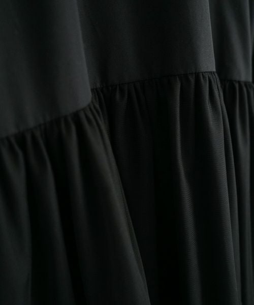 Mochi モチ tulle shirts dress[ms24-op-04/black] チュールシャツドレス