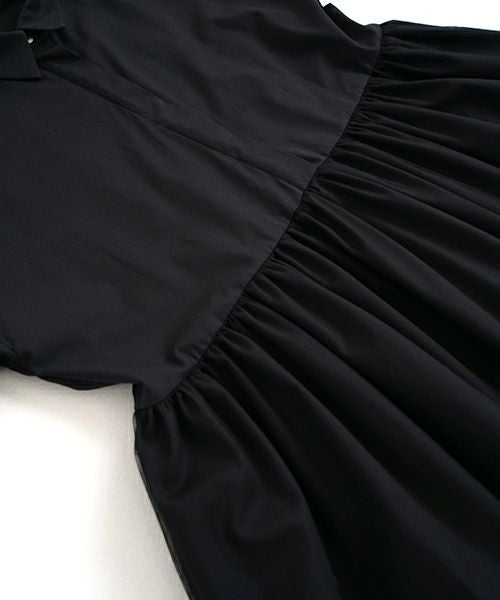 Mochi モチ tulle shirts dress[ms24-op-04/black] チュールシャツドレス