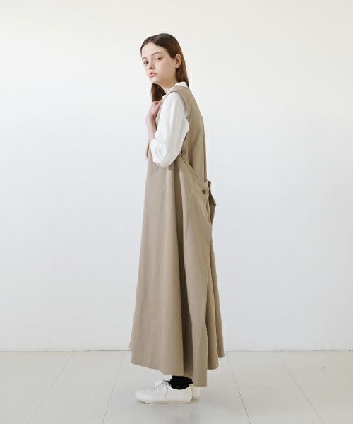 Mochi モチ square neck dress ワンピース Mochi モチ v-neck belt dress [ms22-op-02/beige]] Vネックベルトドレス