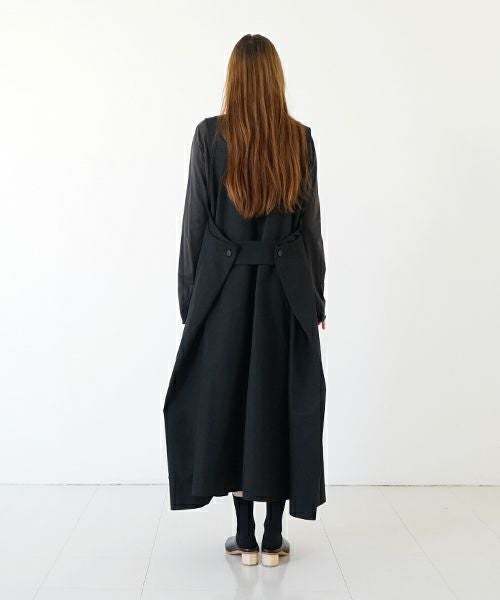 Mochi モチ v-neck belt dress [ms22-op-02/black] Vネックベルトドレス