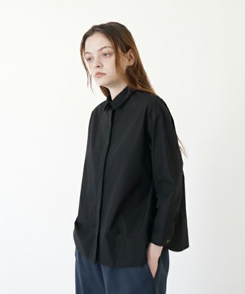 Mochi モチ tulle collar shirt [ms24-sh-01/black] チュールカラーシャツ