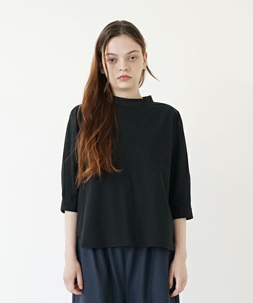 Mochi モチ gather blouse(organic cotton)[ms21-b-01/black] ギャザー