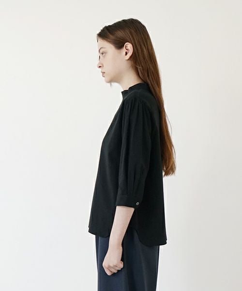 Mochi モチ gather blouse(organic cotton)[ms21-b-01/black] ギャザー