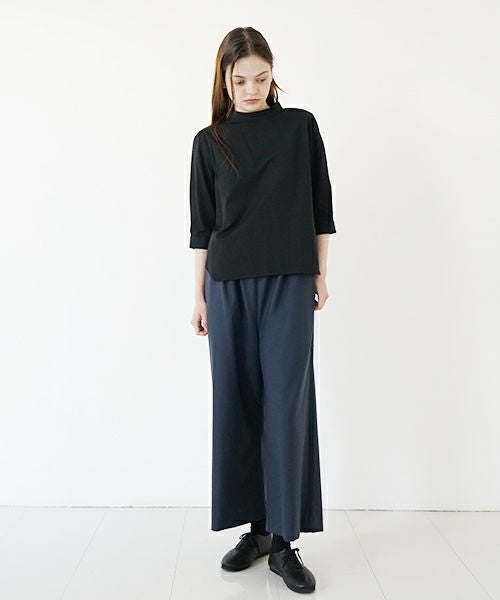 Mochi モチ gather blouse(organic cotton)[ms21-b-01/black] ギャザー