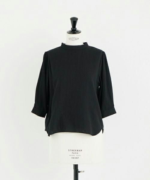 Mochi モチ gather blouse(organic cotton)[ms21-b-01/black] ギャザーブラウス
