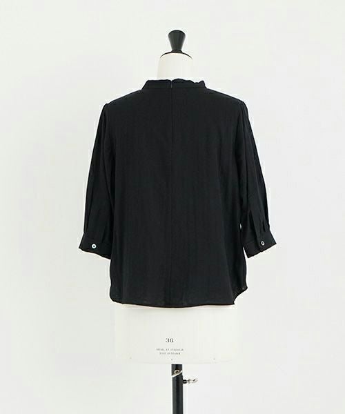 Mochi モチ gather blouse(organic cotton)[ms21-b-01/black] ギャザーブラウス