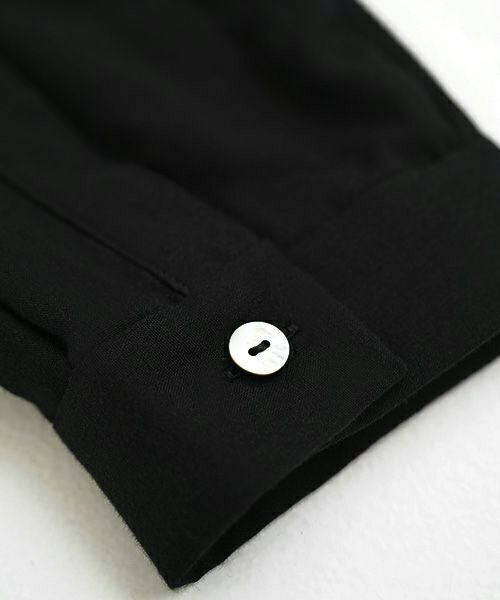 Mochi モチ gather blouse(organic cotton)[ms21-b-01/black] ギャザーブラウス