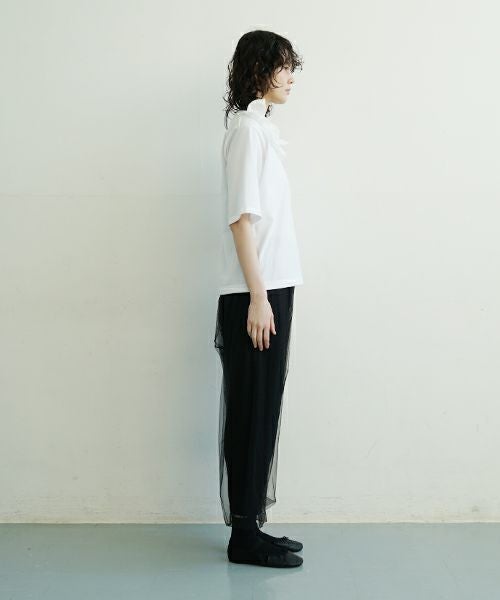 MIYAO ミヤオ tops [MATS-05/WHITE×WHITE]フリル ティーシャツ 