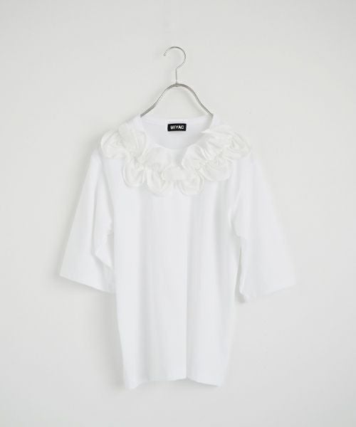MIYAO ミヤオ tops [MATS-05/WHITE×WHITE]フリル ティーシャツ 
