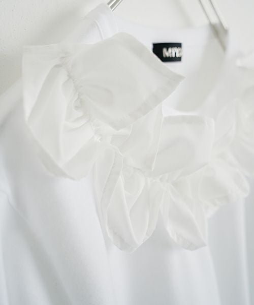 MIYAO ミヤオ tops [MATS-05/WHITE×WHITE]フリル ティーシャツ 