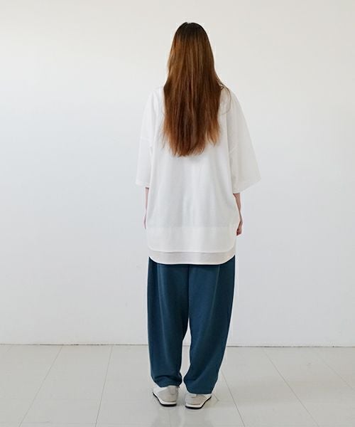 VUyヴウワイtwo slit t-shirt [white×beige]重ねスリットtシャツ