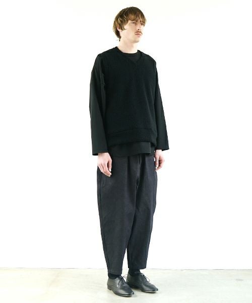 VU ヴウ boa v vest [BLACK］ボア Vネックベスト vu-cut-011