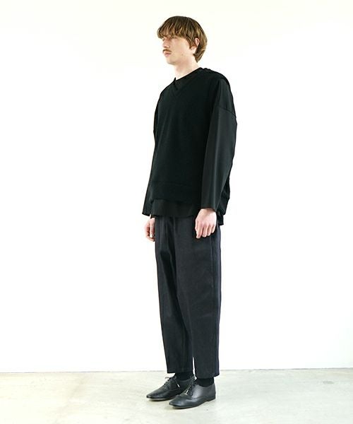 VU ヴウ boa v vest [BLACK］ボア Vネックベスト vu-cut-011