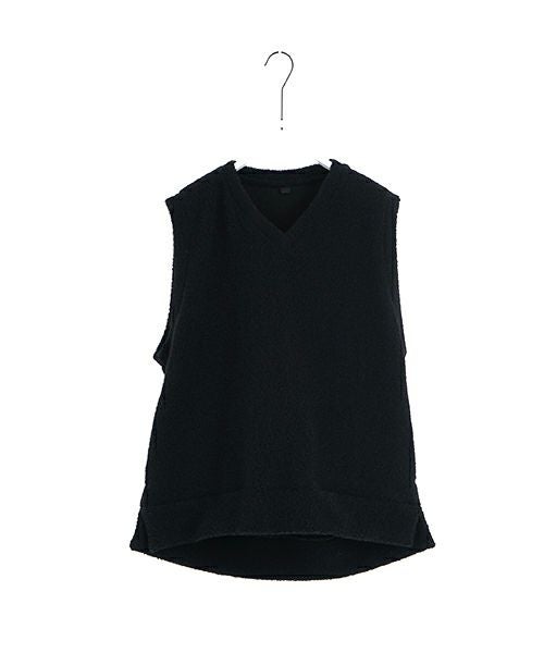 VU ヴウ boa v vest [BLACK］ボア Vネックベスト vu-cut-011