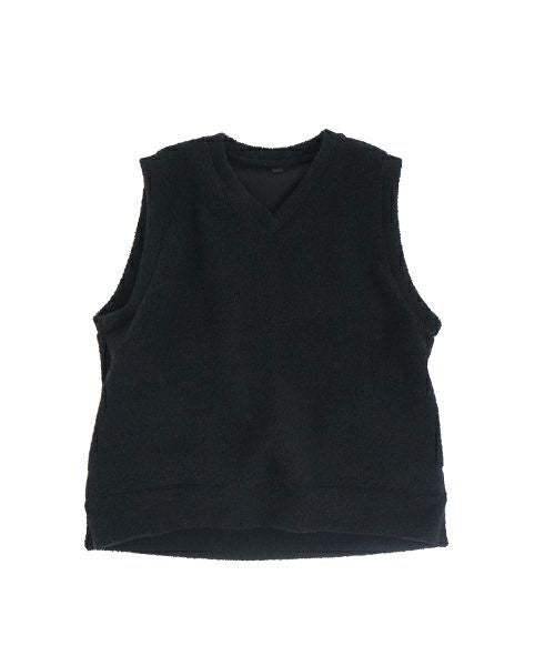 VU ヴウ boa v vest [BLACK］ボア Vネックベスト vu-cut-011