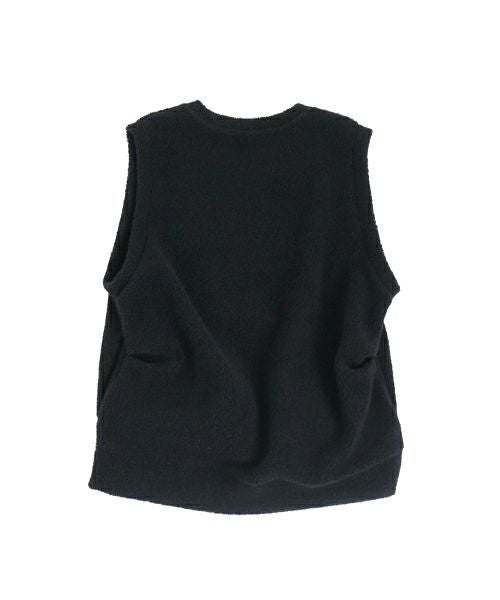 VU ヴウ boa v vest [BLACK］ボア Vネックベスト vu-cut-011