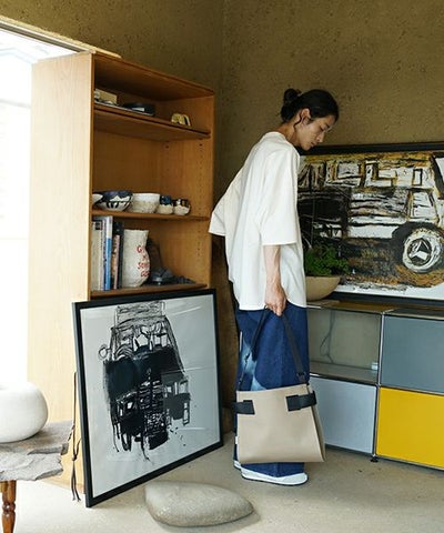 macromauro  マクロマウロ WRAP BAG SHOULDER CANVAS M(BEIGE)